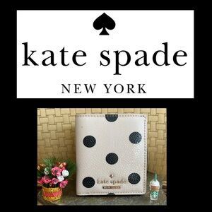 KATE SPADE ♠️ ivory and black polka dot compact wallet